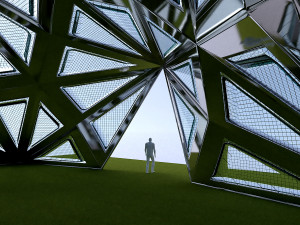 pointed structure with glass panels Modello 3D