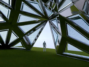 pointed structure with glass panels 3D Model
