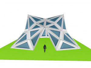 pointed structure with glass panels 3D Model