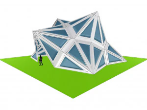 pointed structure with glass panels 3D Model