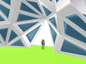 pointed structure with glass panels 3D Model