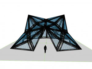 pointed structure with glass panels 3D Model