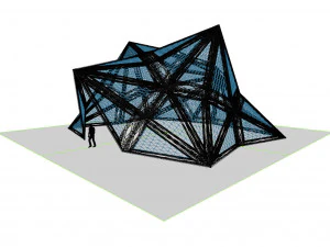 pointed structure with glass panels 3D Model