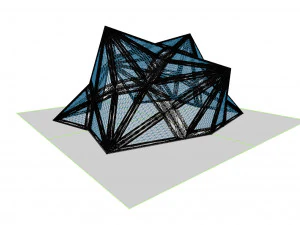 pointed structure with glass panels 3D Model
