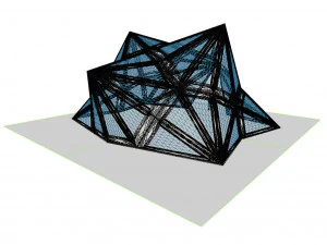 pointed structure with glass panels 3D Model