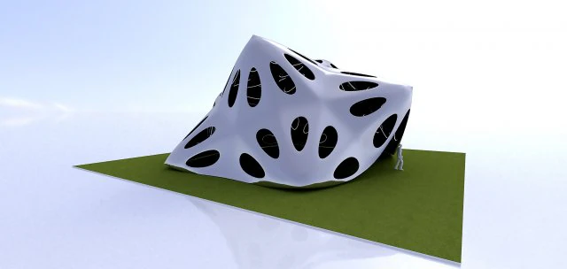 pointed structure with smooth panels and perforations 3D Model .c4d .max .obj .3ds .fbx .stl .blend 