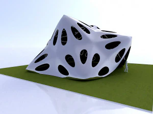 struktur runcing dengan panel halus dan berlubang Model 3D