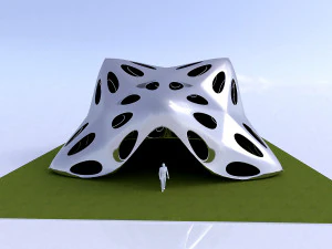 pointed structure with smooth panels and perforations 3D Model