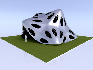 pointed structure with smooth panels and perforations Modelo 3D