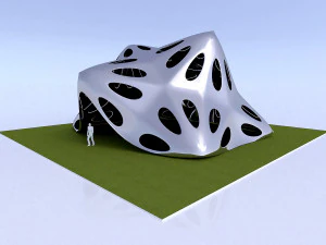 pointed structure with smooth panels and perforations 3D Model
