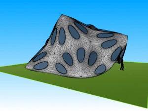 pointed structure with smooth panels and perforations 3D Model