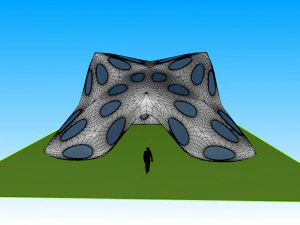 pointed structure with smooth panels and perforations 3D Model