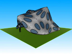 pointed structure with smooth panels and perforations 3D Model