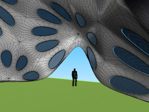 pointed structure with smooth panels and perforations Modelo 3D