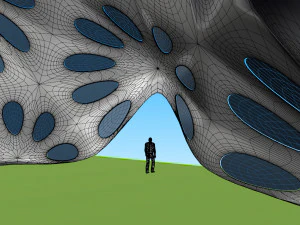 pointed structure with smooth panels and perforations 3D Model