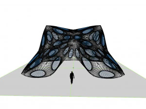 pointed structure with smooth panels and perforations 3D Model
