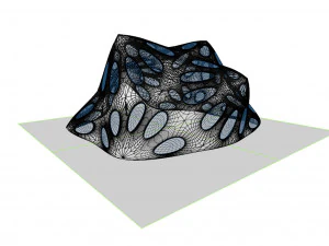 pointed structure with smooth panels and perforations 3D Model