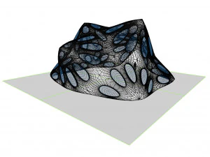 pointed structure with smooth panels and perforations 3D Model