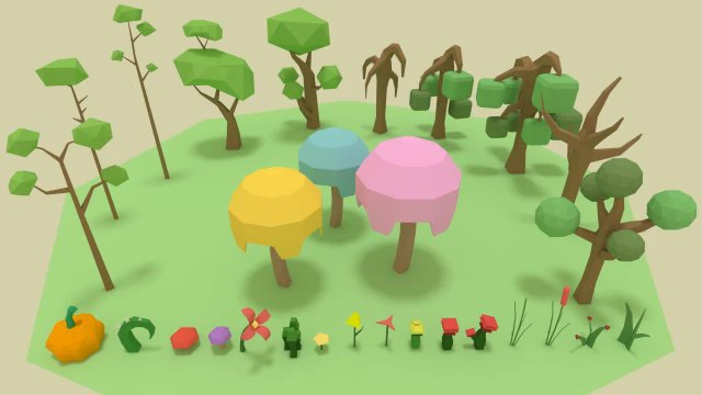 low-poly forest pack 3D Model .c4d .max .obj .3ds .fbx .stl .blend 