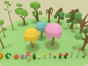 low-poly forest pack Modelo 3D
