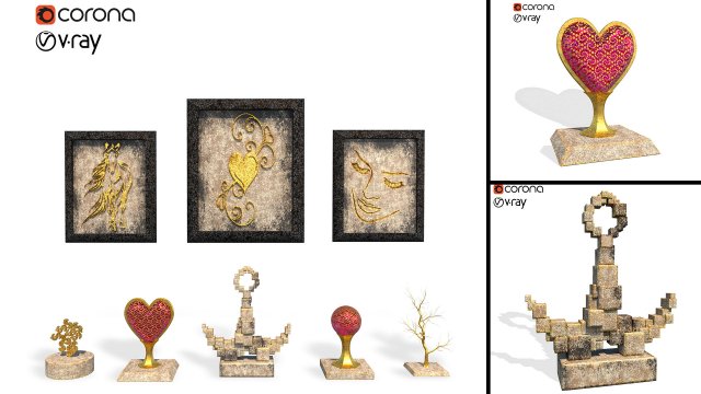 decorative set vol 2 Model 3D .c4d .max .obj .3ds .fbx .stl .blend 