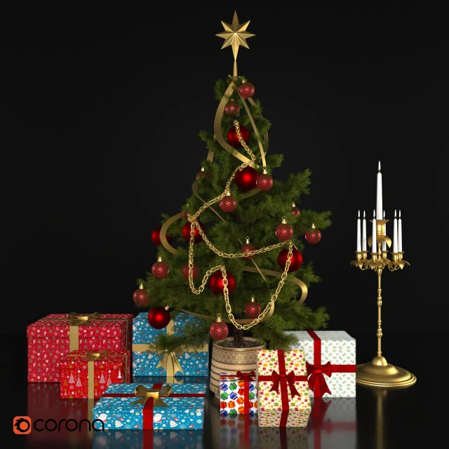 decorative set vol 5 christmas 3D Model .c4d .max .obj .3ds .fbx .stl .blend
