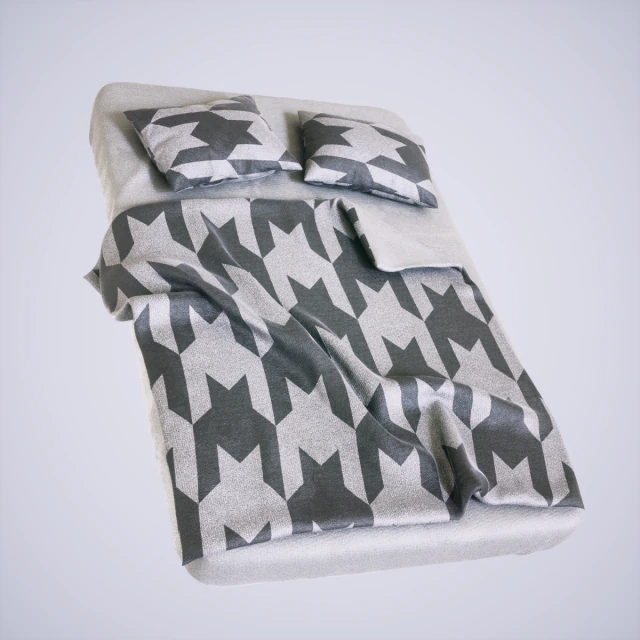 bed with pillows 3D Model .c4d .max .obj .3ds .fbx .stl .blend 