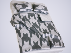 bed with pillows 3D-Modell