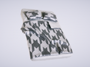 bed with pillows 3D Model