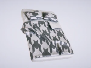 bed with pillows 3D Model