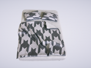 bed with pillows 3D Model