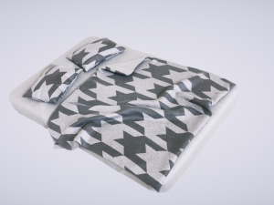 bed with pillows 3D Model