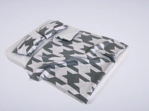 bed with pillows 3D Model