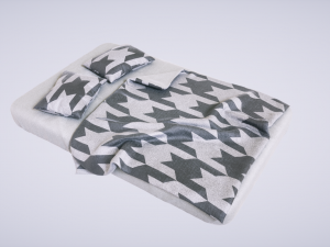 bed with pillows 3D Model