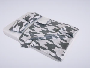 bed with pillows 3D Model