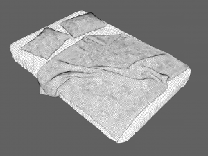 bed with pillows 3D Model