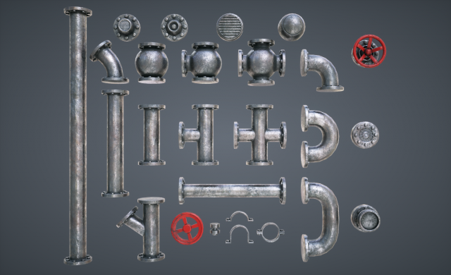 modular pipes 3Dモデル .c4d .max .obj .3ds .fbx .stl .blend 