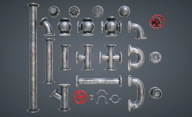 modular pipes 3D Model .c4d .max .obj .3ds .fbx .stl .blend