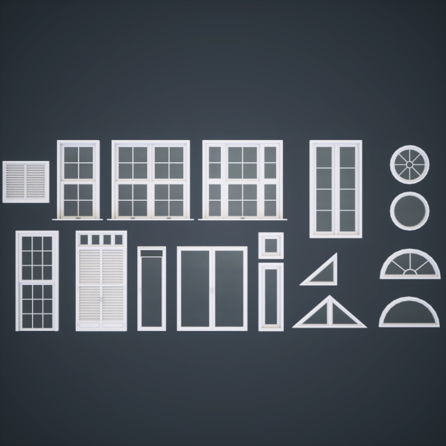 modular windows 3D 模型 .c4d .max .obj .3ds .fbx .stl .blend 
