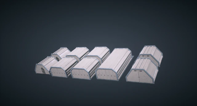 mars kitbash - hangars 3D Model .c4d .max .obj .3ds .fbx .stl .blend 