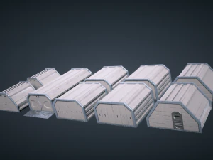 mars kitbash - hangars 3D Model