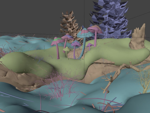 Mushrooms in Snow 3D Model