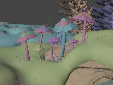 Mushrooms in Snow 3D Model