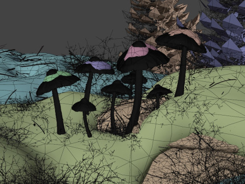 Mushrooms in Snow 3D Model