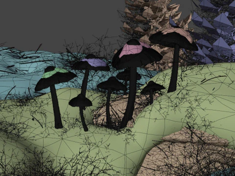 Mushrooms in Snow 3D Model