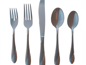cutlery 5 item set with swirl accent 3D Model