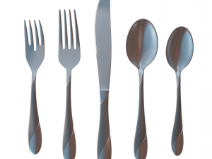 cutlery 5 item set with swirl accent 3D Model