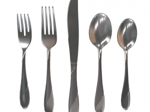 cutlery 5 item set with swirl accent 3D Model