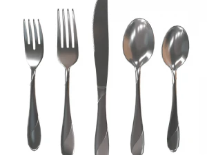 cutlery 5 item set with swirl accent 3D Model