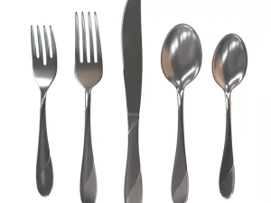 cutlery 5 item set with swirl accent 3D Model
